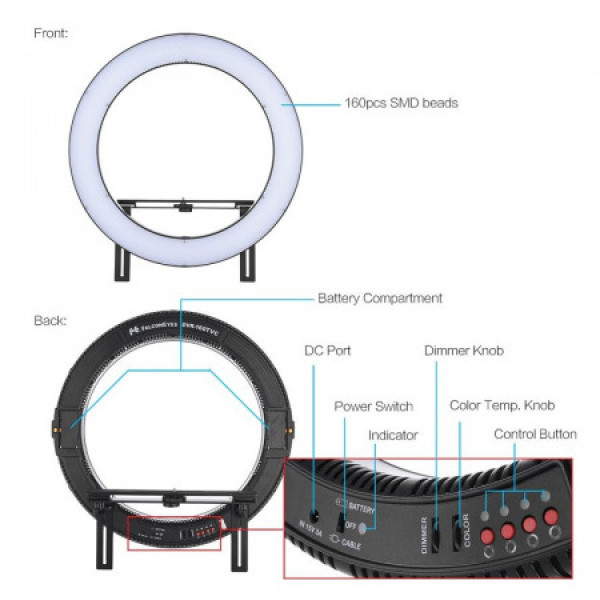 Кольцевой свет Falcon DVR-160TVC LED Ring (32W)